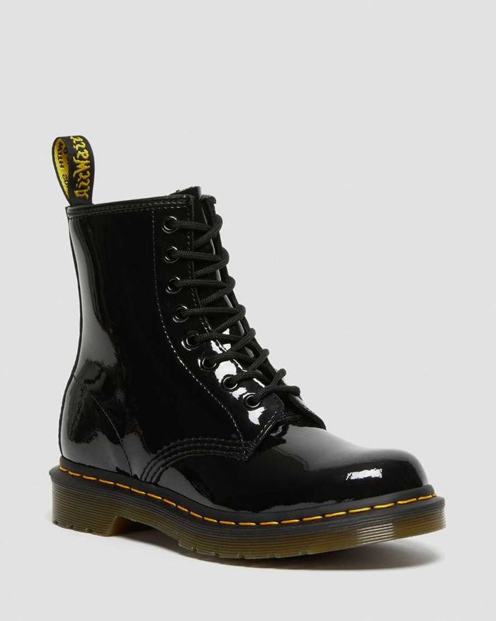 Dr Martens Womens 1460 Patent Leather Lace Up Ankle Boots Black - 65739IXDF